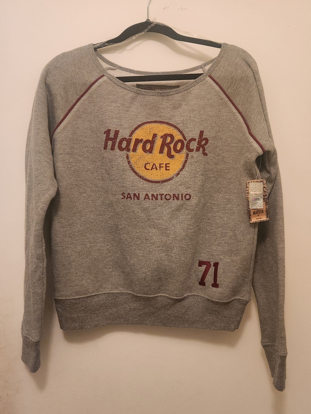 Hard Rock Cafe Grey Sweatshirt with Burgundy & Yellow Logo